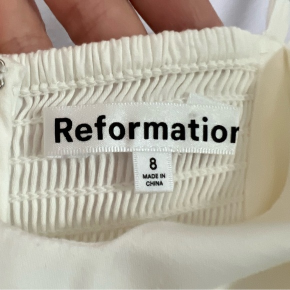 Reformation White Alfred Draped Stretch Midi Dress - 8 - Picture 7 of 7